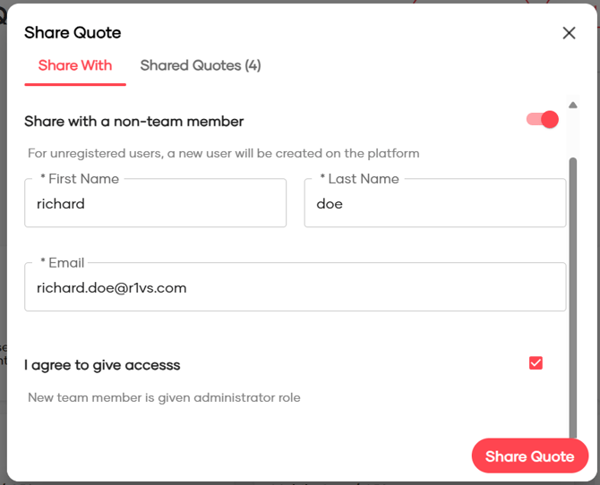 Creating Quote Request20