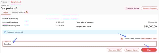 Quote Review and Sign-Off12